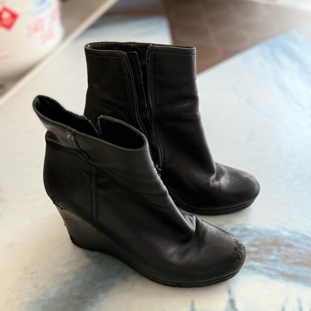 Black Wedge Ankle Boots